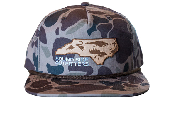 Sound Side Outfitters NC State Of Fly Leather Patch Roper Hat