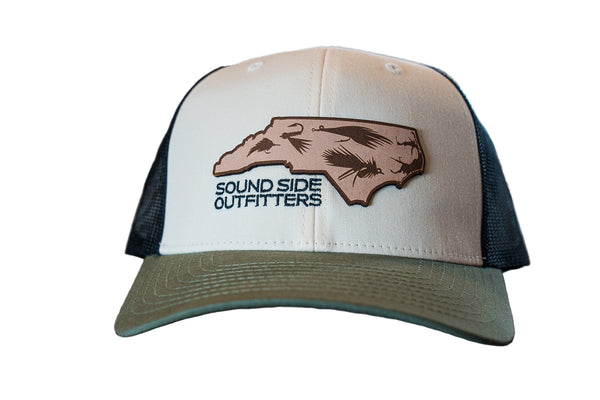 Sound Side Outfitters NC State Of Fly Leather Patch Trucker