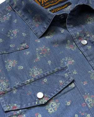 H Bar B Snapshirt - Bouquets Indigo