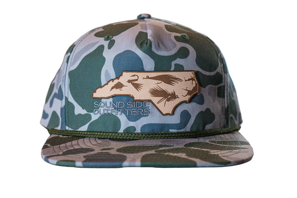 Sound Side Outfitters NC State Of Fly Leather Patch Roper Hat