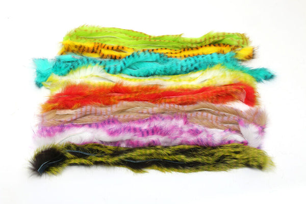 Barred Polychrome Rabbit Strips - Olive/Brown Barred Black